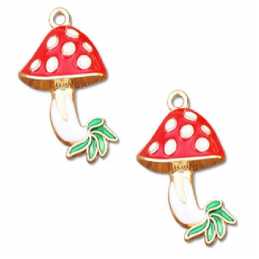 LOT 2 BRELOQUES/CHARMS METAL DORES : champignon 26*16mm (04) 