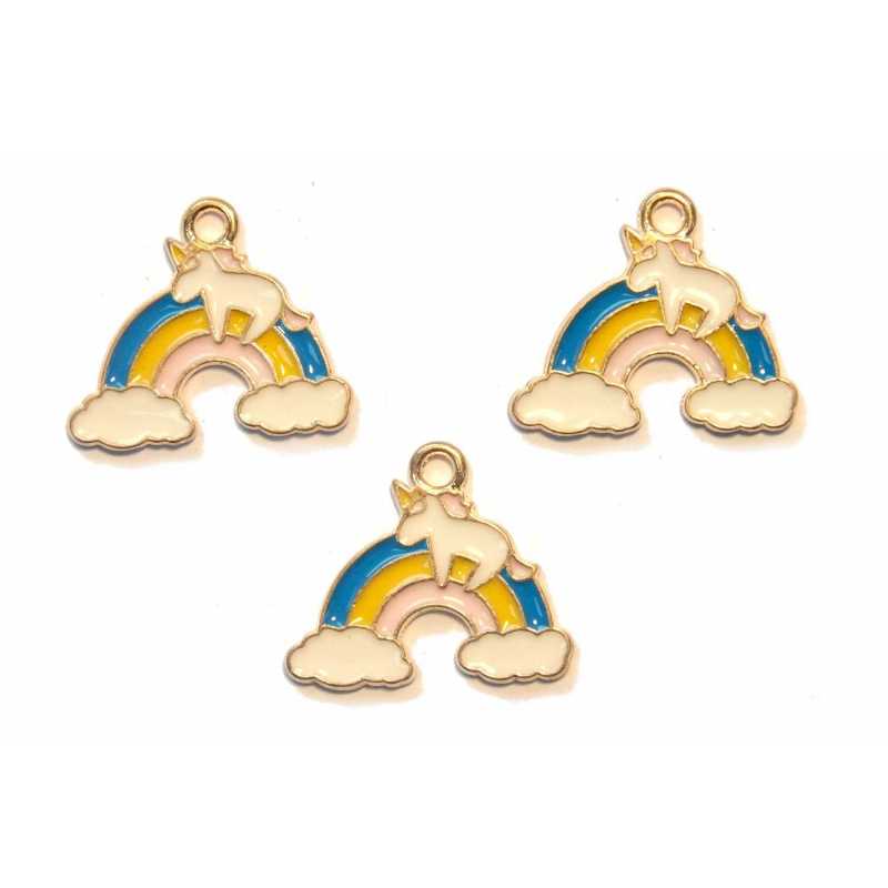 LOT 3 BRELOQUES/CHARMS METAL DORES : arc en ciel 20*16mm (01) 
