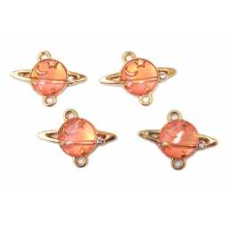 LOT 4 BRELOQUES/CHARMS METAL DORES : planète 19*15mm (01) 