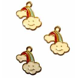 LOT 3 BRELOQUES/CHARMS METAL DORES : arc en ciel 17*17mm (02) 