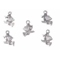 LOT 5 CHARMS/BRELOQUES  plaqué argent : sorcière 14*12mm (01) 