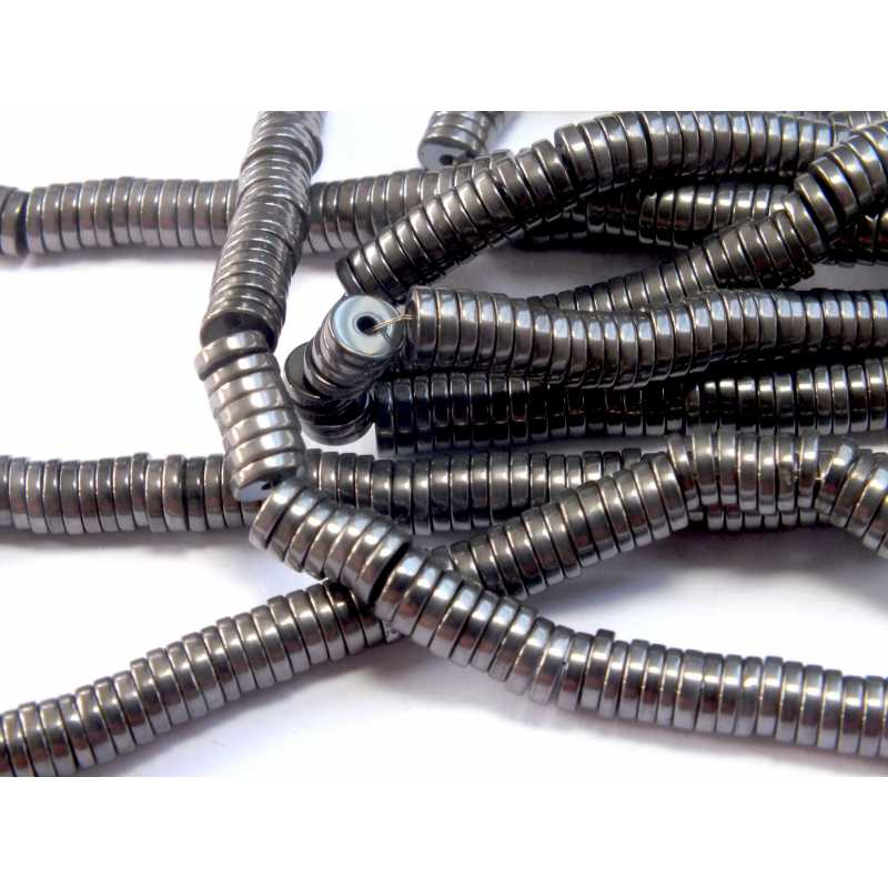 PERLES HEMATITES : 380 rondelles 4mm (17) 