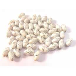 PERLES ACRYLIQUES : 25 ovales blanches/brillantes 13*7mm (01) 