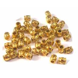 LOT 50 PERLES  : forme tonneau plaquées dorées fantaisies 5.5*4mm 