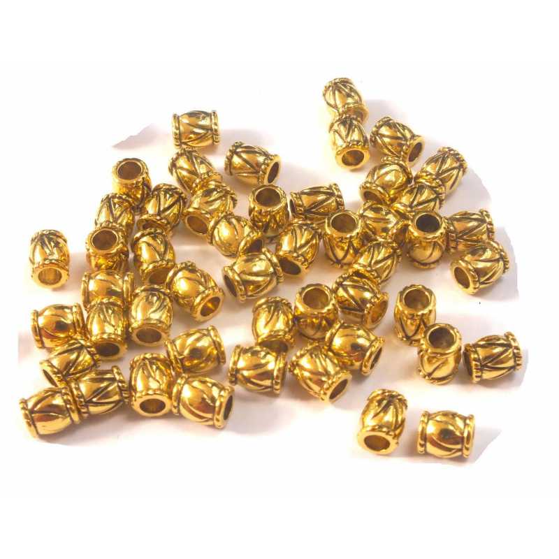 LOT 50 PERLES  : forme tonneau plaquées dorées fantaisies 5.5*4mm 