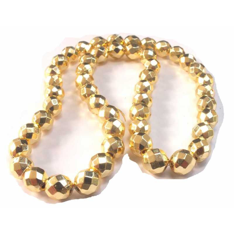 LOT 50 PERLES  : rondes à facettes plaquées dorées 8mm 