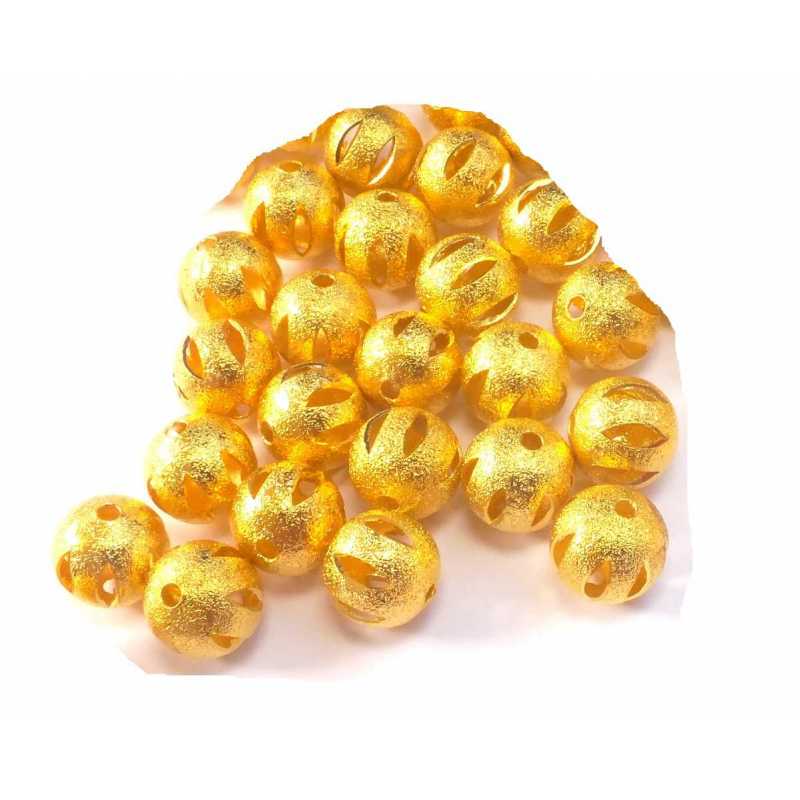 LOT 45 PERLES : rondes plaquées dorées fantaisies 6mm (05) 