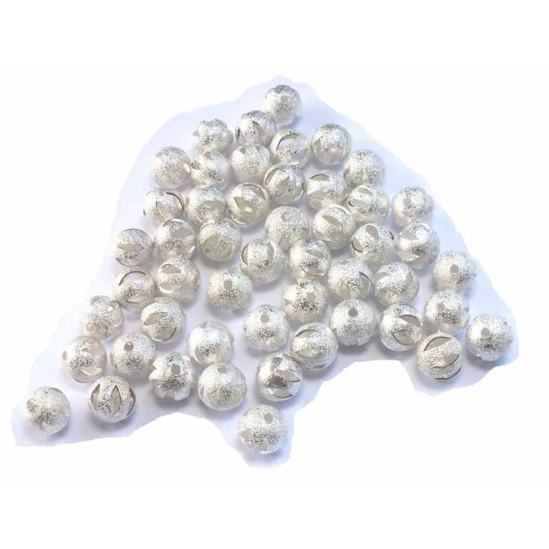 LOT 25 PERLES  : rondes plaquées argentées fantaisies 10mm (04) 