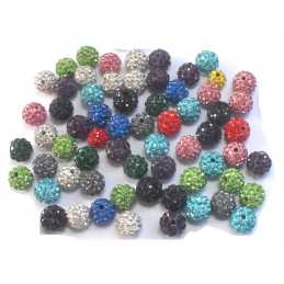 PERLES ACRYLIQUES : 30 rondes multicolores brillantes 10mm 