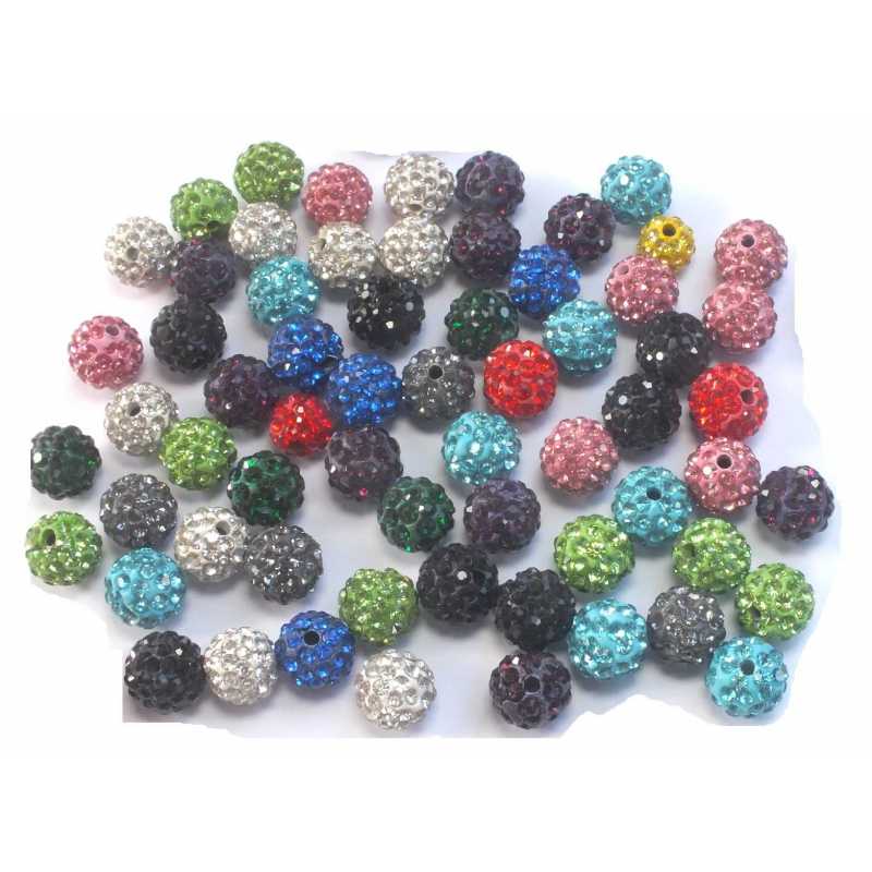PERLES ACRYLIQUES : 30 rondes multicolores brillantes 10mm 