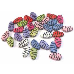 PERLES ACRYLIQUES : 30 fantaisies ovales multicolores 20*12mm 