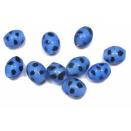 PERLES ACRYLIQUES : 10 ovales bleus noirs 15*12mm 