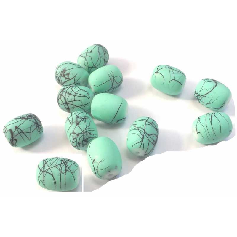 PERLES ACRYLIQUES : 13 tonneaux noirs 16*13mm 