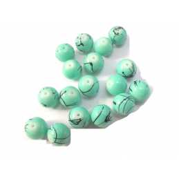 PERLES ACRYLIQUES : 17 rondes turquoises noirs 12mm 
