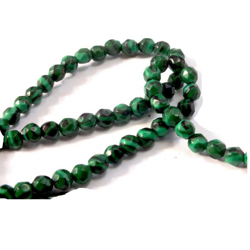 MALACHITE PIERRES SYNTHETIQUES : 90 rondes à facettes 4mm 