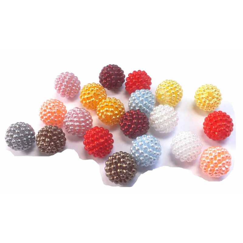 PERLES ACRYLIQUES : 20 boules micro-perles multicolores 10mm  (03) 