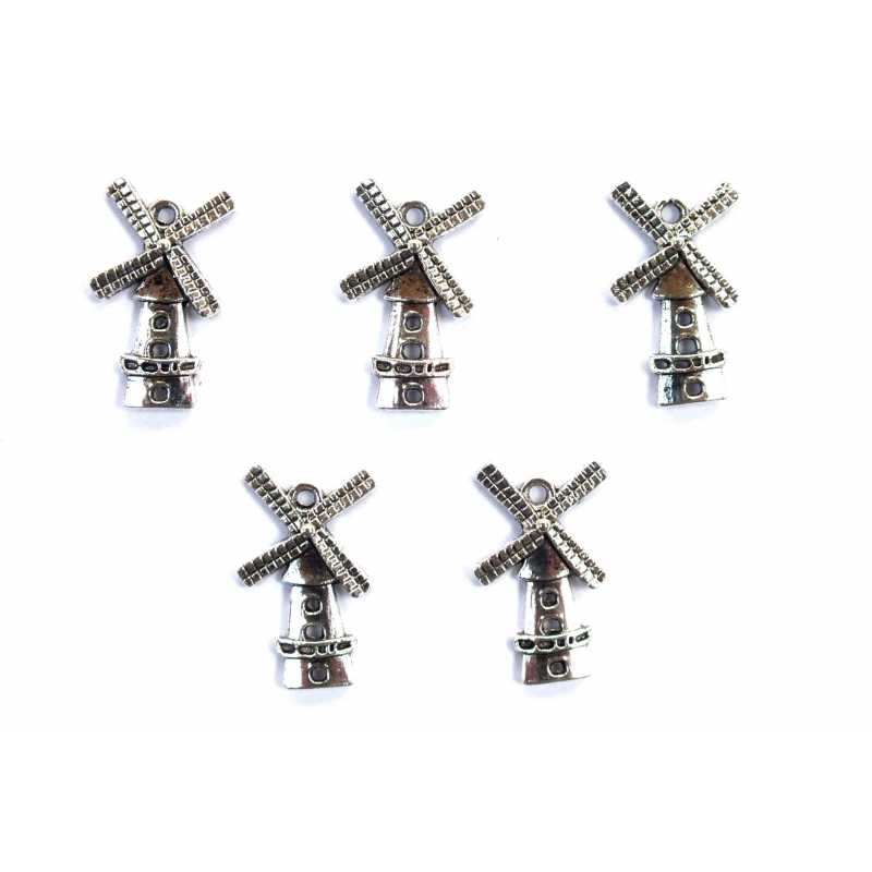LOT 5 CHARMS/BRELOQUES  plaqué argent : moulin 27*16mm (01) 