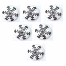 LOT 6 BOUTONS BOIS : rond flocon noir 15mm (10) 
