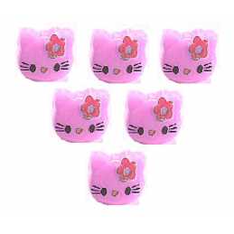 LOT 6 BOUTONS ACRYLIQUES : tête de chat mauve 13*12mm 