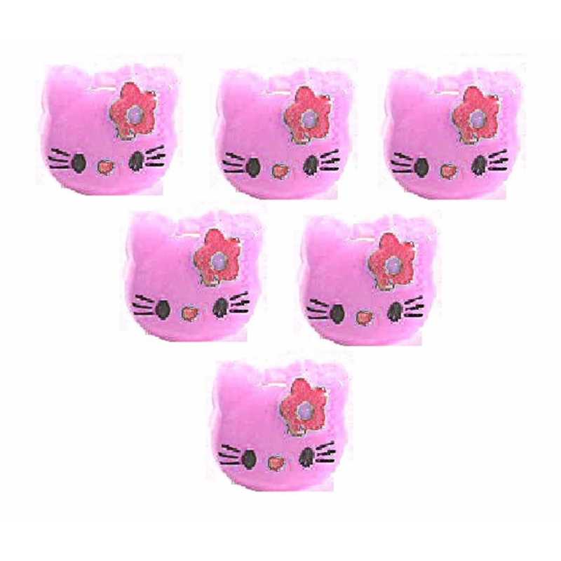 LOT 6 BOUTONS ACRYLIQUES : tête de chat mauve 13*12mm 
