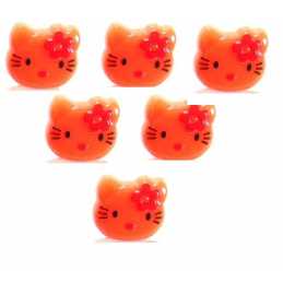 LOT 6 BOUTONS ACRYLIQUES : tête de chat orange 13*12mm 