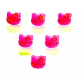 LOT 6 BOUTONS ACRYLIQUES : tête de chat rose fonçé 13*12mm 