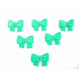 LOT 6 BOUTONS ACRYLIQUES : noeud papillon vert pale 13*10mm (01) 