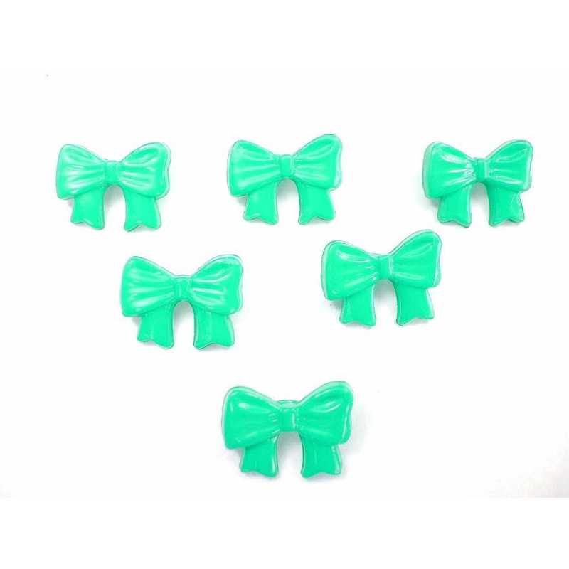 LOT 6 BOUTONS ACRYLIQUES : noeud papillon vert pale 13*10mm (01) 