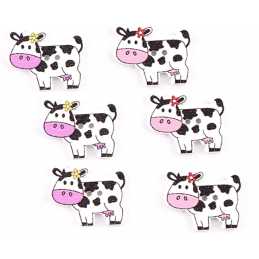 LOT 6 BOUTONS BOIS : vache 28*22mm (09) 