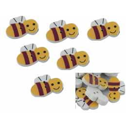 LOT 6 BOUTONS BOIS : abeille jaune 19*13mm (13) 