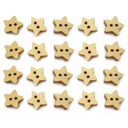 LOT 20 BOUTONS BOIS : etoile 13mm 