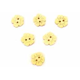 LOT 6 BOUTONS BOIS : fleur  15mm 