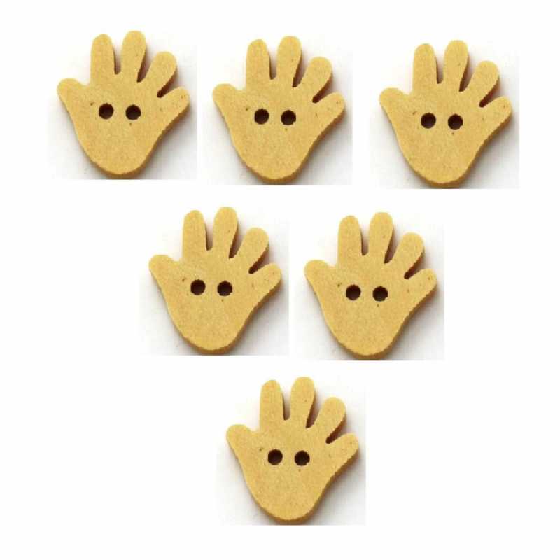 LOT 6 BOUTONS BOIS : main 17*15mm (06) 