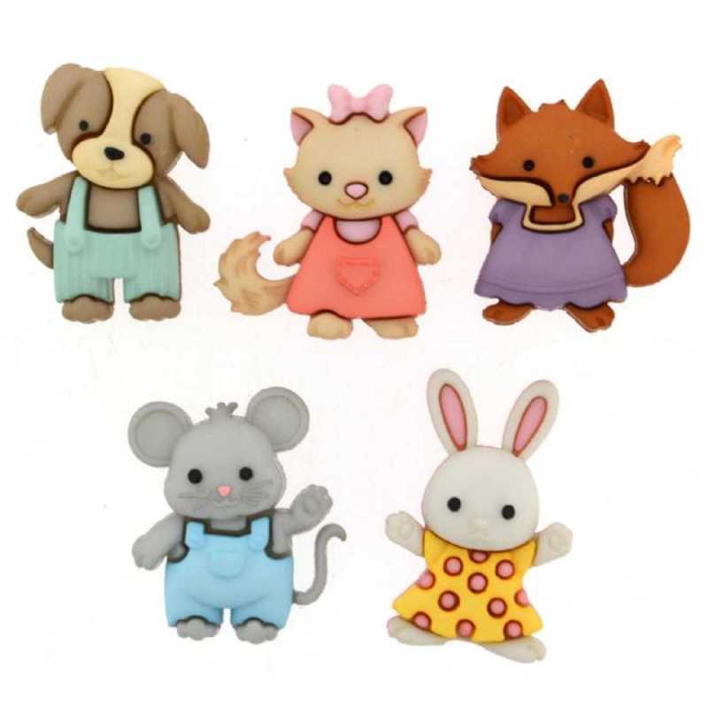 LOT 5 BOUTONS ACRYLIQUES : thème animaux de 25 à 28mm  