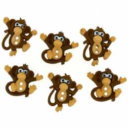 LOT 6 BOUTONS ACRYLIQUES : chimpanzé marron 19*16mm 