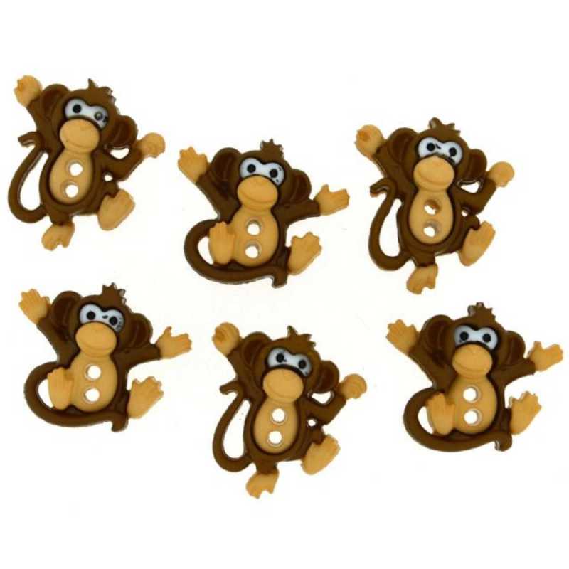 LOT 6 BOUTONS ACRYLIQUES : chimpanzé marron 19*16mm 