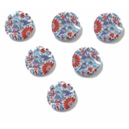 LOT 6 BOUTONS BOIS : rond motif fleur 15mm (180) 