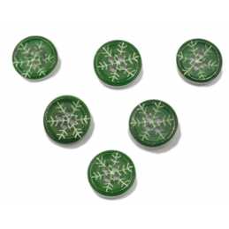 LOT 6 BOUTONS BOIS : rond motif fantaisie 15mm (41) 