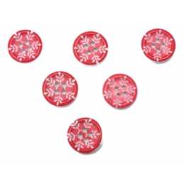 LOT 6 BOUTONS BOIS : rond motif fantaisie 15mm (43) 