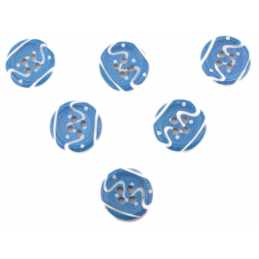 LOT 6 BOUTONS BOIS : rond motif fantaisie 15mm (49) 