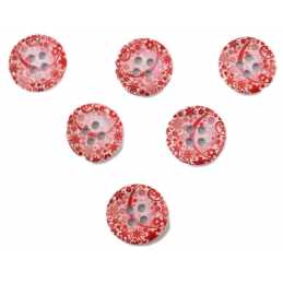 LOT 6 BOUTONS BOIS : rond motif fantaisie 15mm (48) 