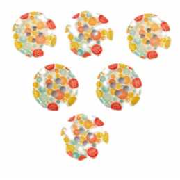 LOT 6 BOUTONS BOIS : rond motif fantaisie 15mm (45) 