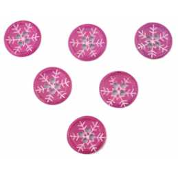 LOT 6 BOUTONS BOIS : rond motif fantaisie 15mm (50) 