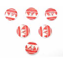LOT 6 BOUTONS BOIS : rond motif fantaisie 15mm (42) 