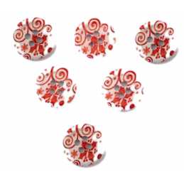 LOT 6 BOUTONS BOIS : rond motif fantaisie 15mm (51) 