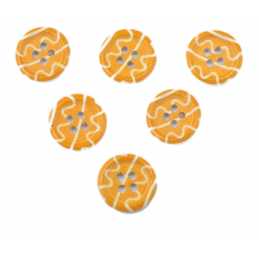 LOT 6 BOUTONS BOIS : rond motif fantaisie 15mm (44) 