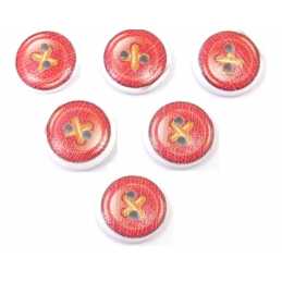 LOT 6 BOUTONS BOIS : rond thème mercerie bouton 15mm (32) 