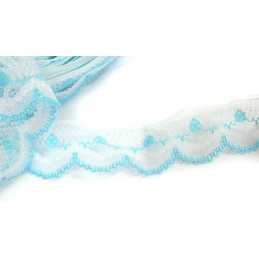 RUBAN DENTELLE BLANCHE ET BLEU : largeur 19mm - longueur 100cm (01) 