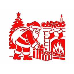 Pochoir A4 en plastique Mylar Pere noel devant chemnée 