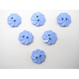 LOT 6 BOUTONS : fleur torsadée bleu 13mm